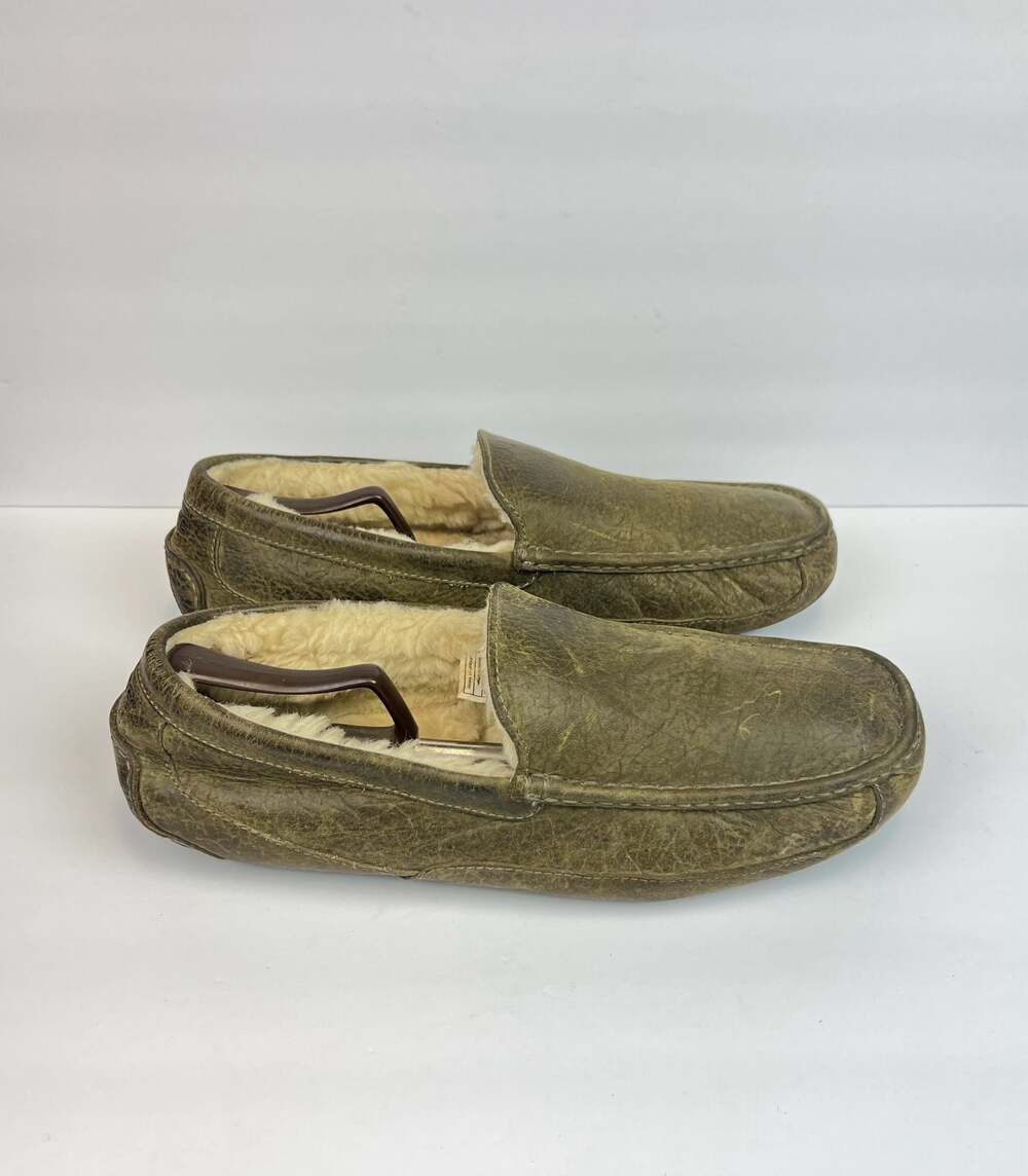 UGG Ascot Olive Distressed Leather Slipper Mens Size 15